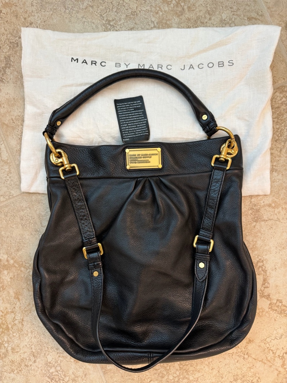 Marc by Marc Jacobs Classic Q Hillier Hobo Black Leather